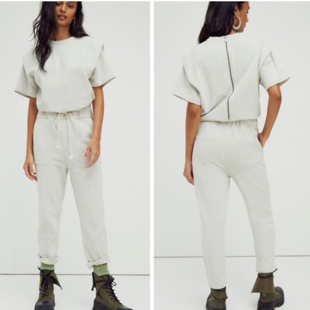 PISTOLA Clarisse French Terry Shoulder Pleat Jumpsuit